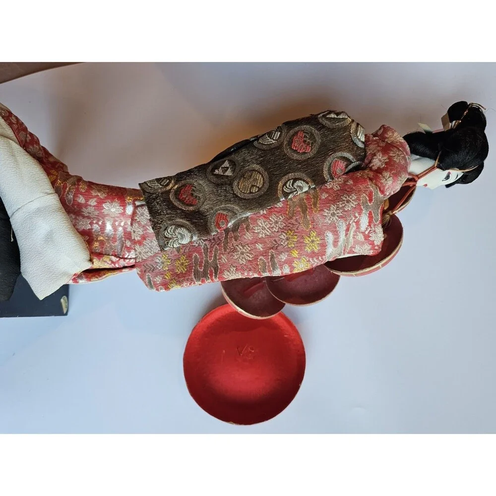 Vintage 1960 Nishi Doll Geisha Red Kimono Japan 17” Tall Japanese
